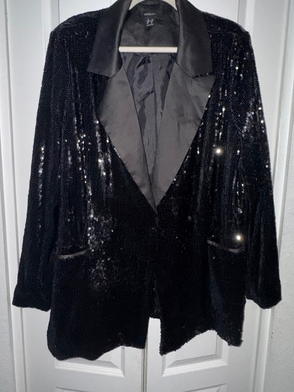 EUC Forever 21 Women’s 1X Black Sequin Blazer Jacket